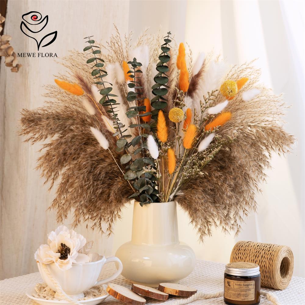 65Pcs Orange Pampas Grass Bouq - đánh giá và giá Dried Flower Bunch